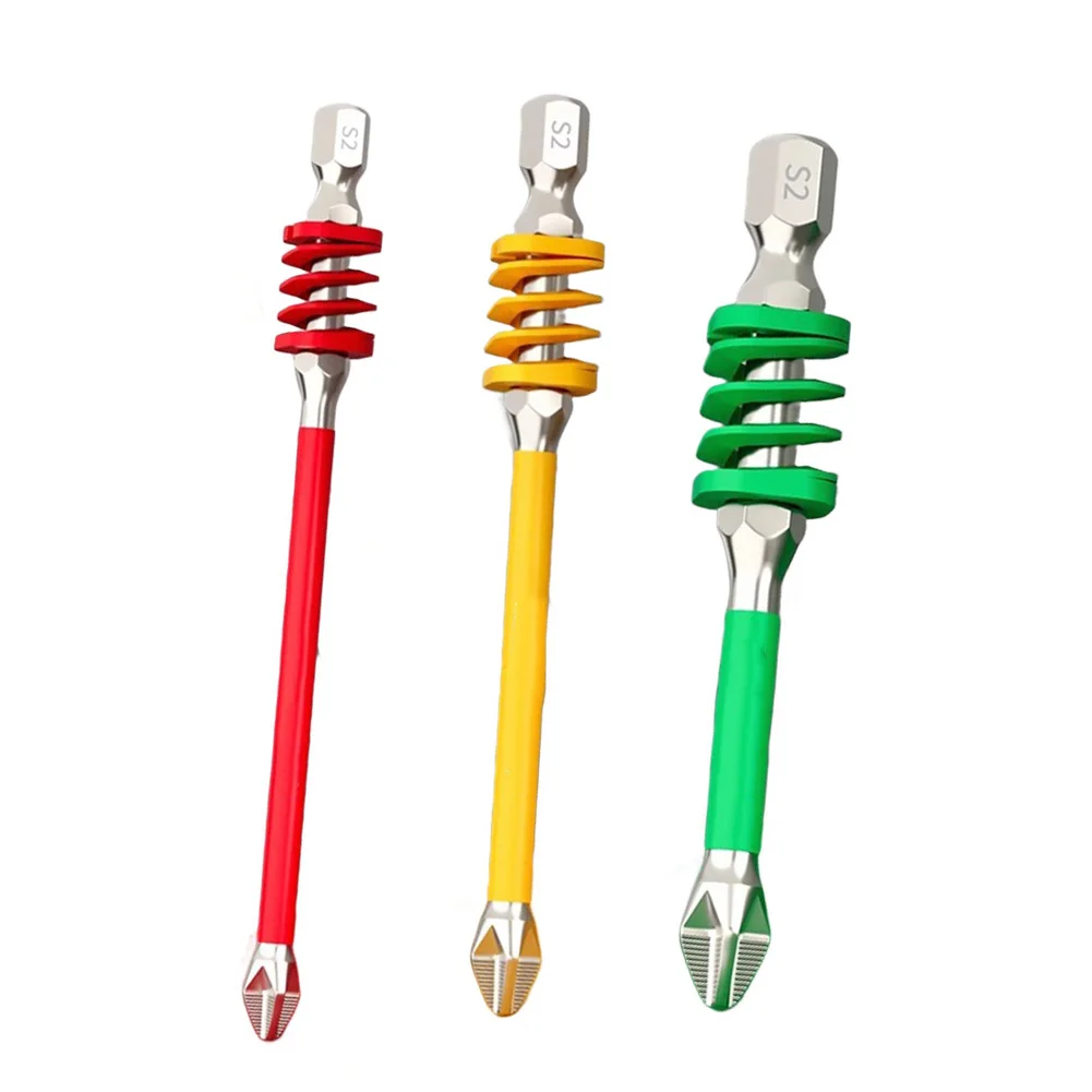 Rainbow Spring Screwdriver Bit Set For Electric Drill, Non-Slip Carbide Tips With Shock Absorption, 6.35mm Shank For Impact Driv