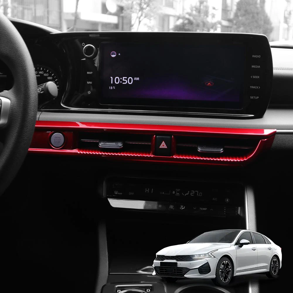 

2 шт. накладки на центральный воздуховод кондиционера для KIA K5 2021-2024 (левый руль), материал АБС