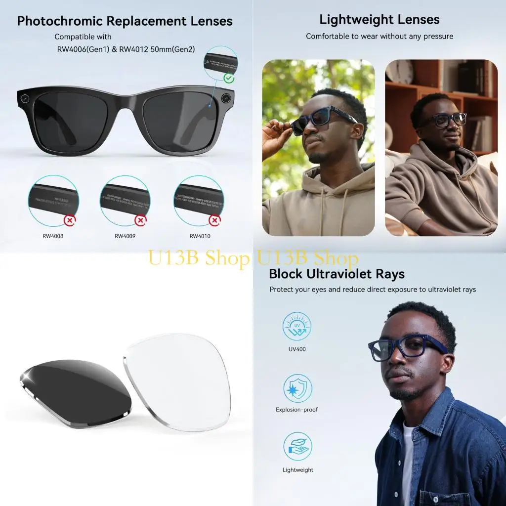 

U13B 2 Pattern Option Photochromic And Clear Lens Design For Comfort Replacement Lens