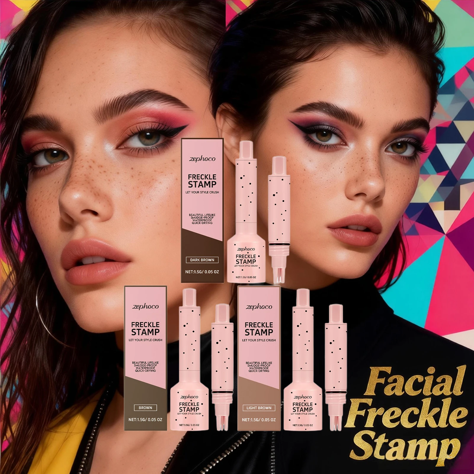 Facial Freckle Stamp Pencil,Waterproof Natural Pseudo Freckle Makeup Quick Drying Anti-Fouling Long Lasting Creative Makeup 1.5g