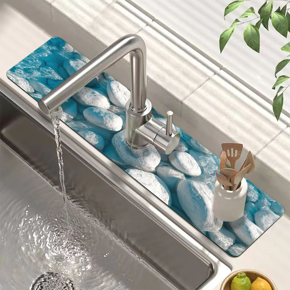 VIKAMA Water Gravel Texture Tableware Anti-Slip Heat-Resistant Drainage Mat Water Purifier Cleaning Pad Faucet Water Filtration