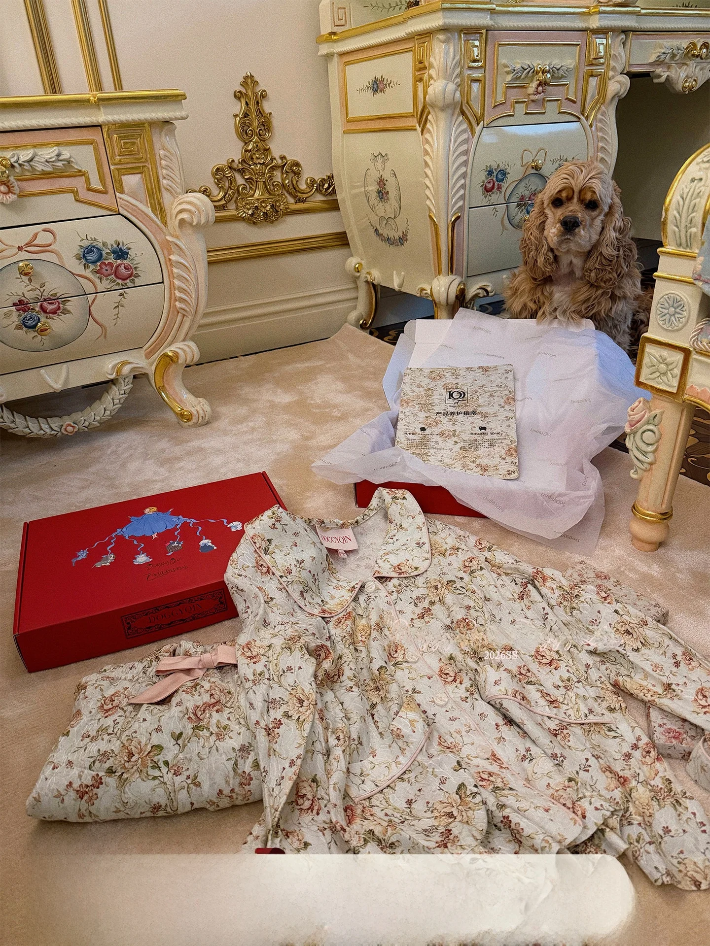 

DoggyQin Floral Print Sleepwear Set Soft Comfortable 100 Roses Built-In Fragrance Summer Fashion Women's Three-Piece Suit