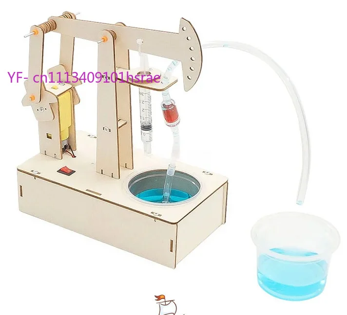 DIY Oil Pumping Unit Model Physics Science Experiment Kit Wooden Educational Toy for Students