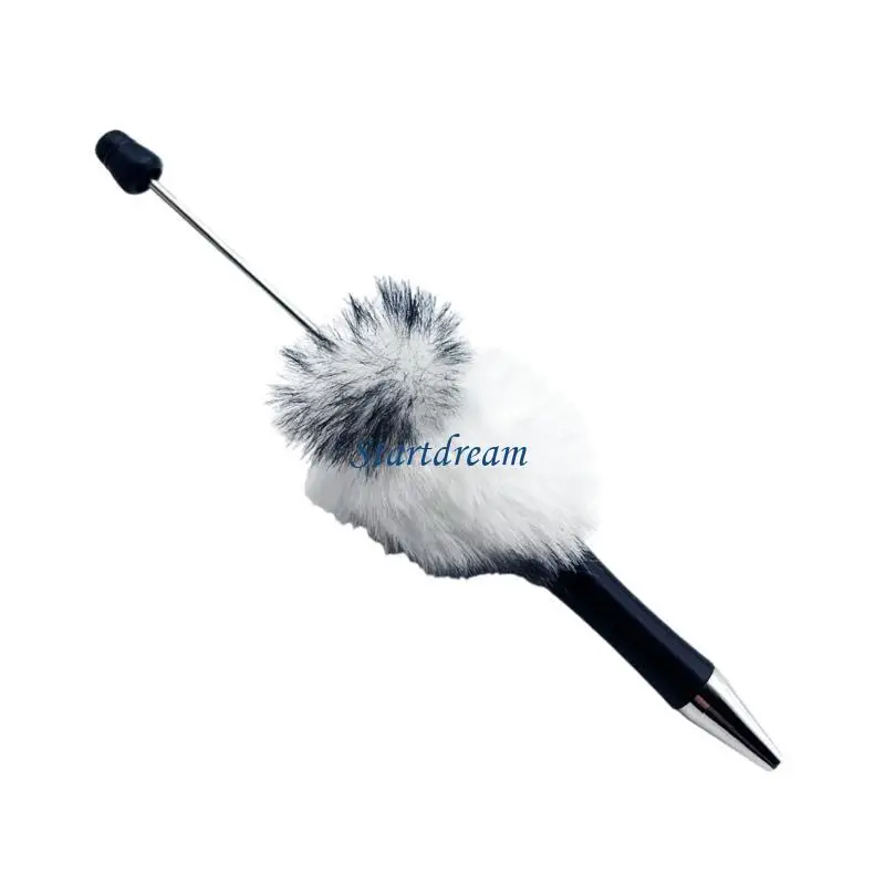 

6x Beadable Ballpoint Pen Leopard Print Beads Pen Plush Beadable Pen for Student K92C