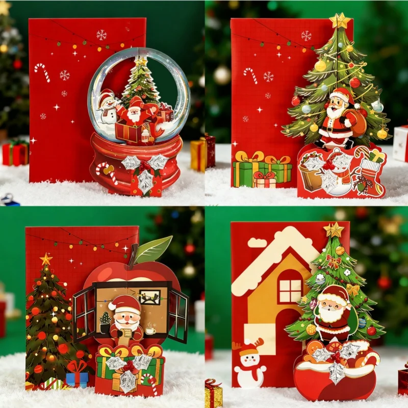 

Christmas Card Santa Claus 3D Pop-Up Stand-Up Card Christmas Eve Gift-Giving Greeting Card