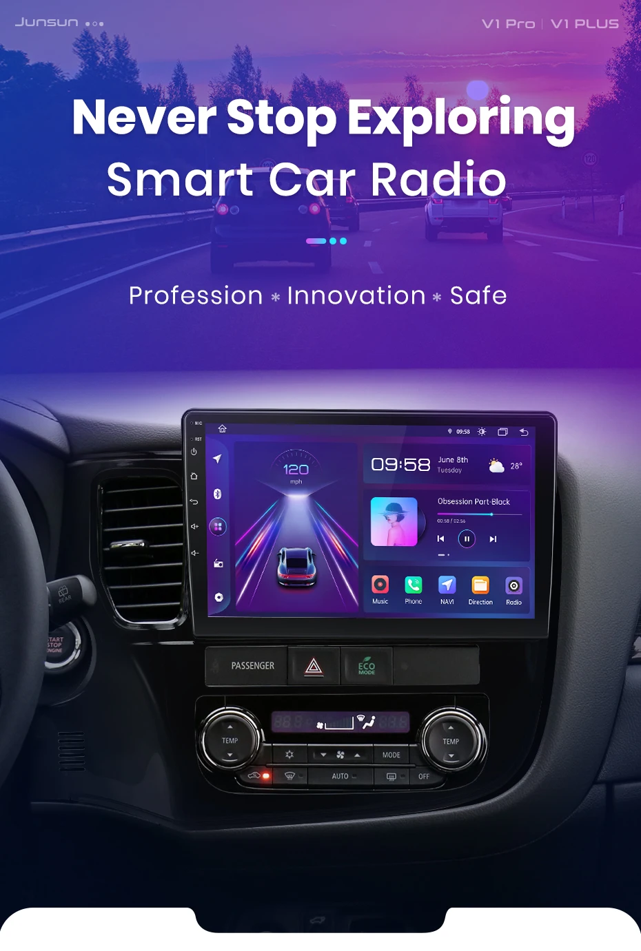 Junsun CarPlay Android Auto Autoradio für Mitsubishi Outlander 3 GF0W GG0W 2012–2018 GPS Intelligente Systeme Multimedia Autoradio – Detail 2
