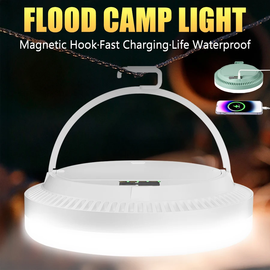 66Led Camping Light Built in 3*18650 Battery Rechargeable Tent Light with Magnetic Suction Hook Outdoor Flashlight Camping Lamp