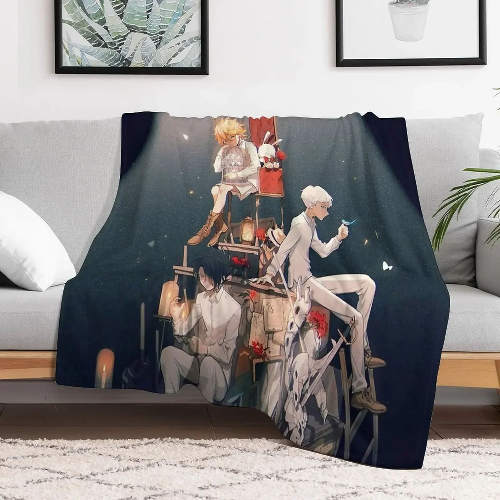 Best Anime The Promised Neverland Throw Blanket Summer Beddings Summer Blankets