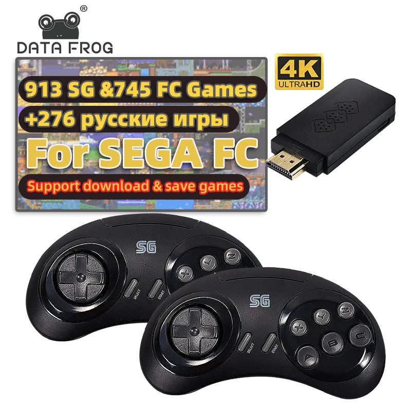 DATA FROG Y2 SG 16 Bit 4K Game Stick for MD Sega Mini Video Game Console HDMI-compatible 900+ Game for Sega Genesis/Mega Drive