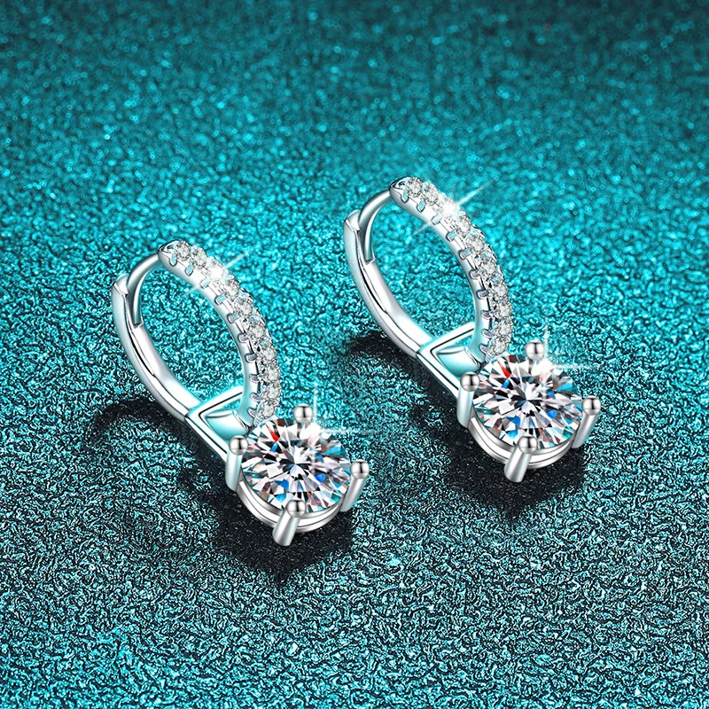 

1CT Round Brilliant Cut Moissanite Drop Earrings for Women Certified S925 Sterling Silver Lab Diamond Earring Jewelry