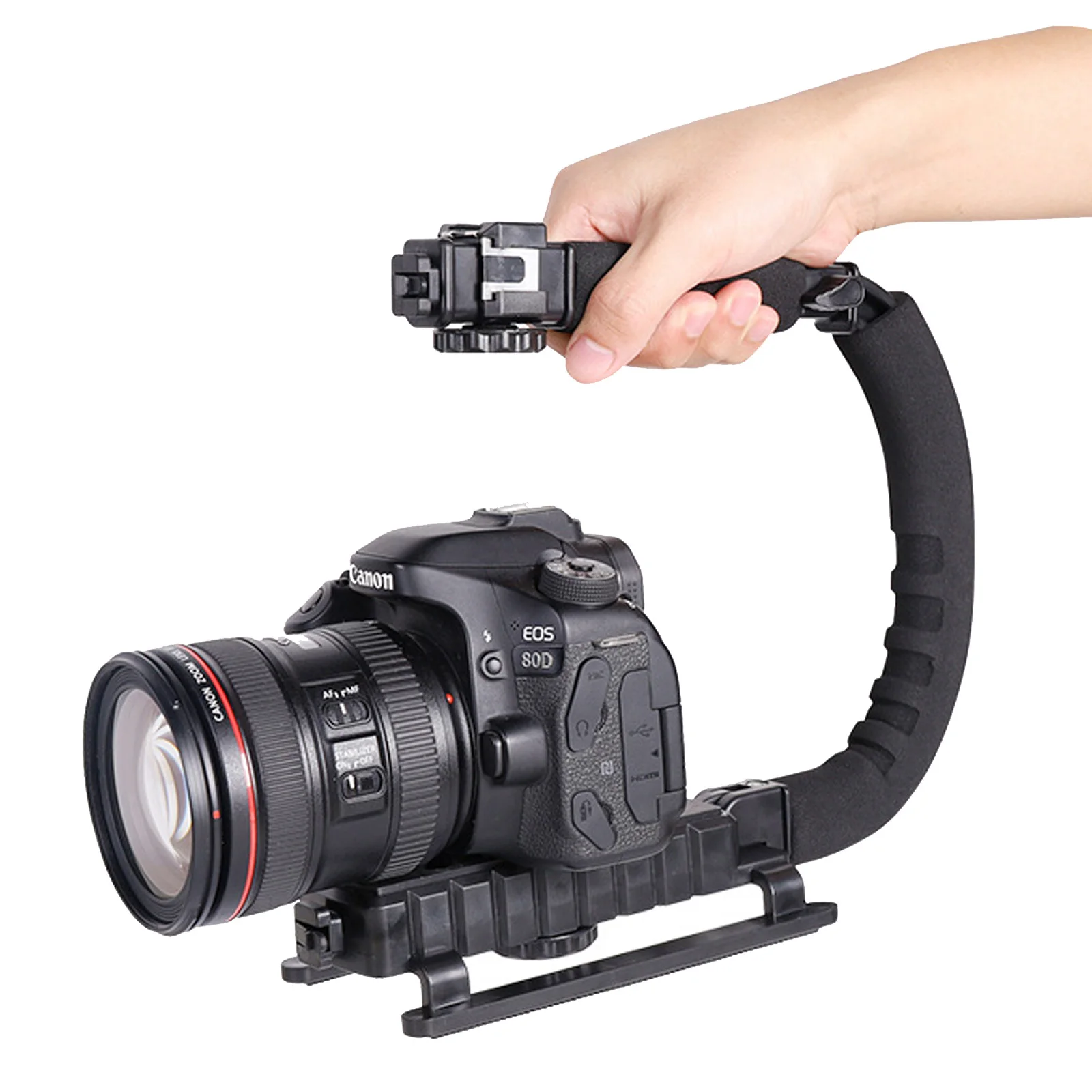 

(1-3) Hot Shoe Mount Video Handle Grip Handheld Stabilizer for DSLR Camera GoPro DJI Insta360 LED Lights Microphones