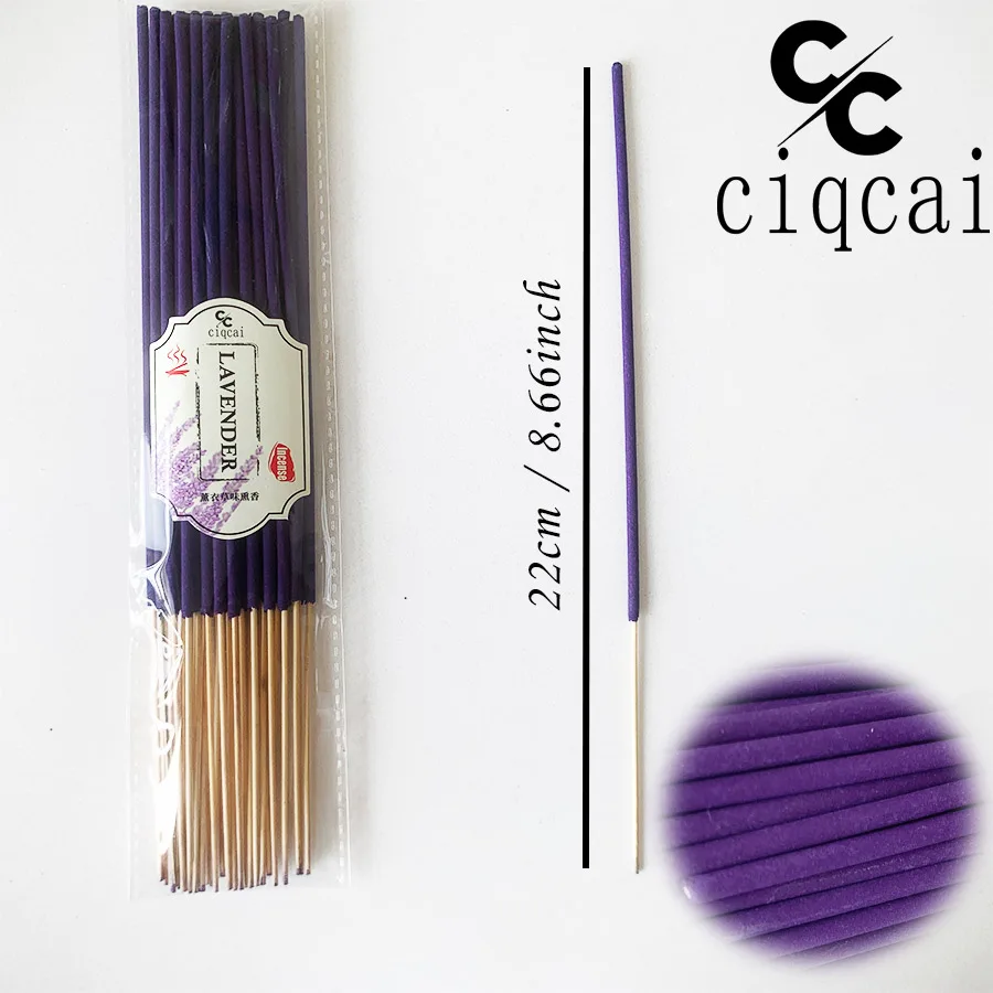 Best-Selling Lavender-Scented Premium Thick Incense Sticks, 12cm / 4.72inch Natural Incense Sticks, Made Entirely by Hand from Lavender Fragrance Powder, with a Strong and Long-Lasting Scent, Refreshing and Invigorating, Purifying the Air