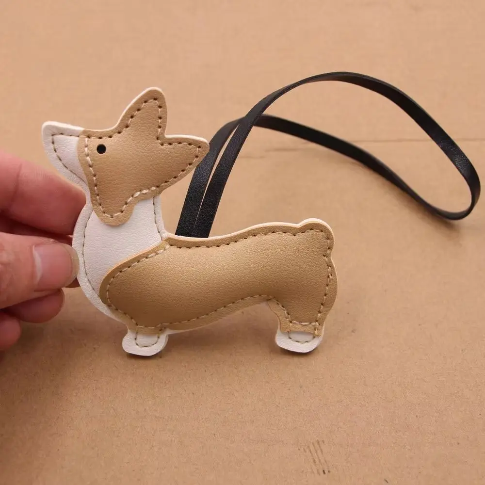2PCS Multi Layer Corgi Bag Pendant Cute Shape PU Leather Leather Dog Charm Spliced Design Exquisite PU Keychain For Dog Lovers