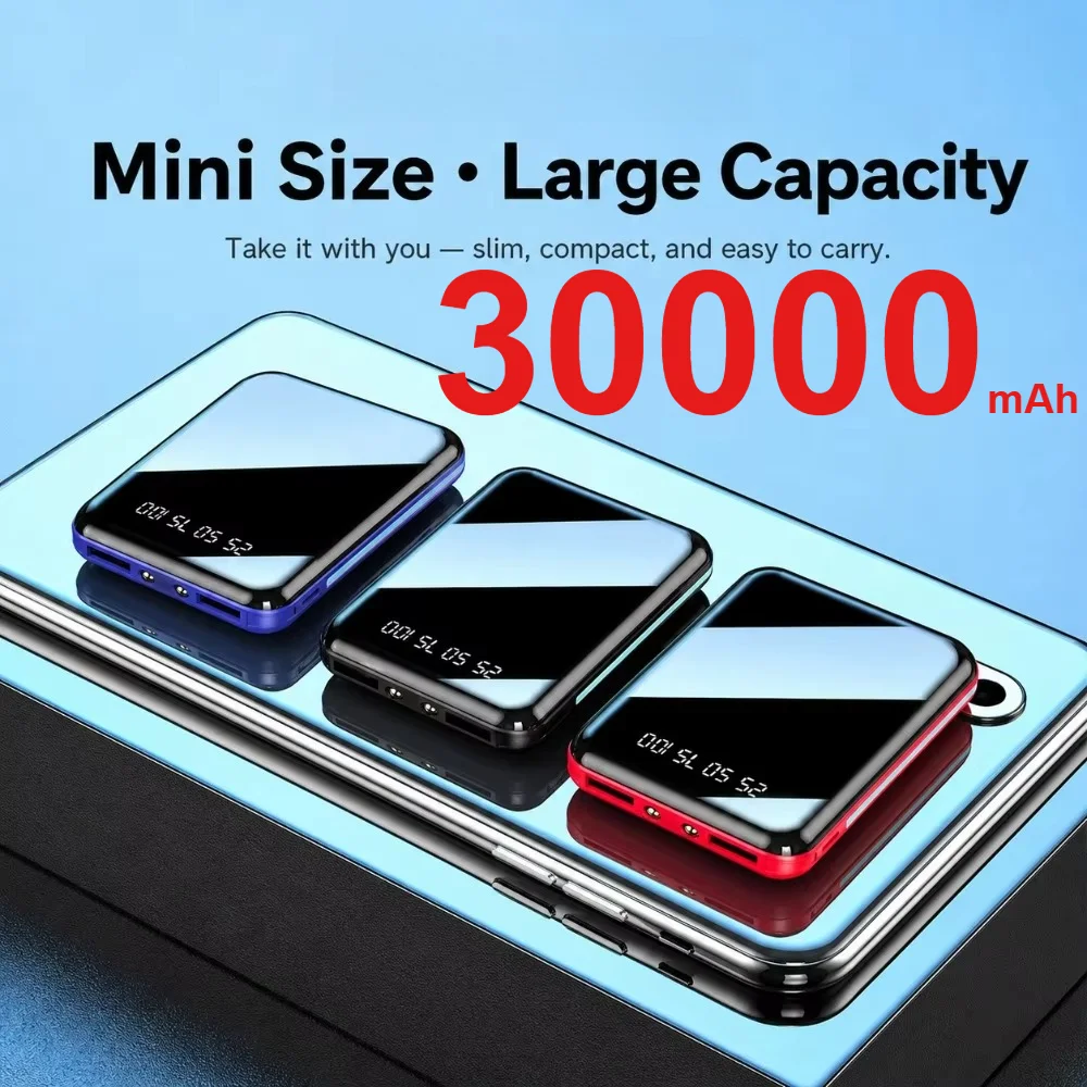 New 20000mAh Mini Power Bank Mirror Screen LED Digital Display Portable Charger External Battery For IPhone Xiaomi Samsung