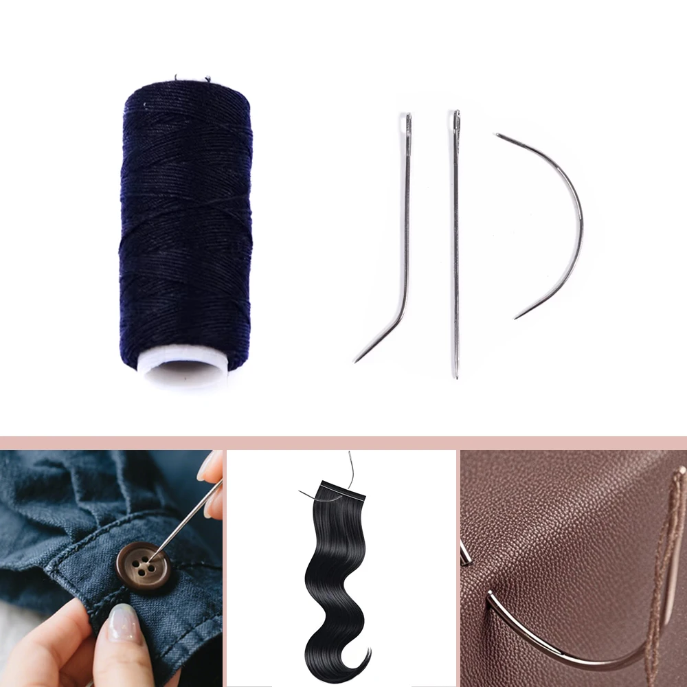 

1 Roll Sewing Thread+3 Pcs Hair Ventilating Crochet Wig Needle (C J I Type) for Wig Hair Weaving and Extensions Knitting Tools