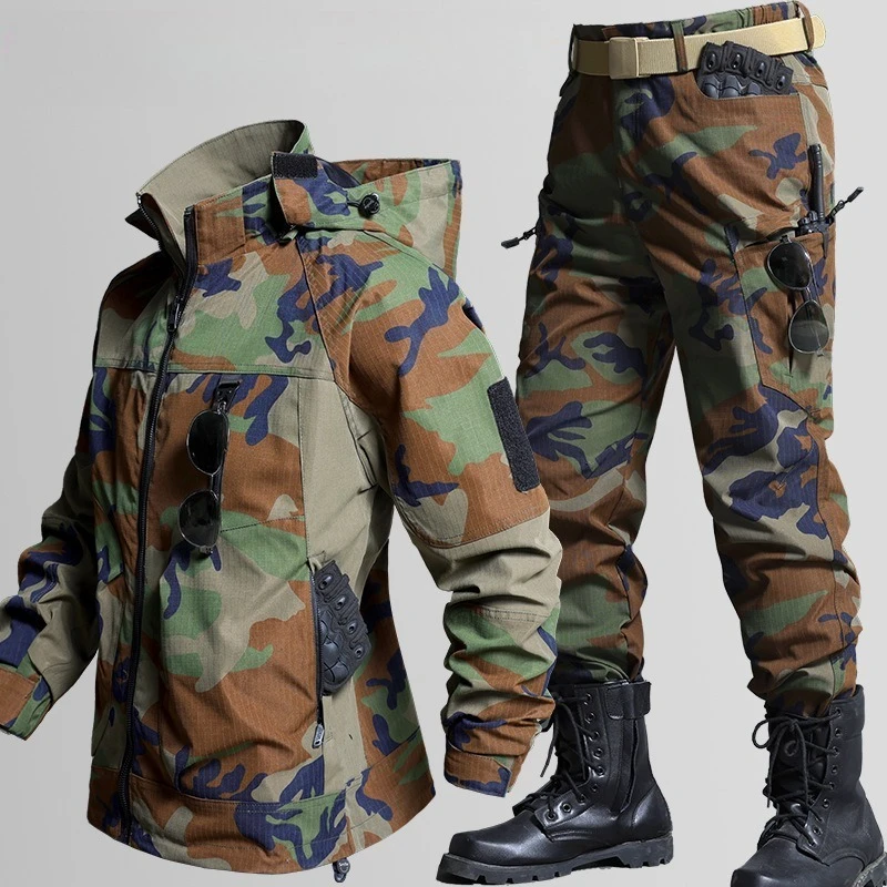 

Мужской тактический комплект для активного отдыха весна-осень: износостойкая, грязеотталкивающая, водонепроницаемая рабочая одежда, тренировочная одежда с множеством карманов