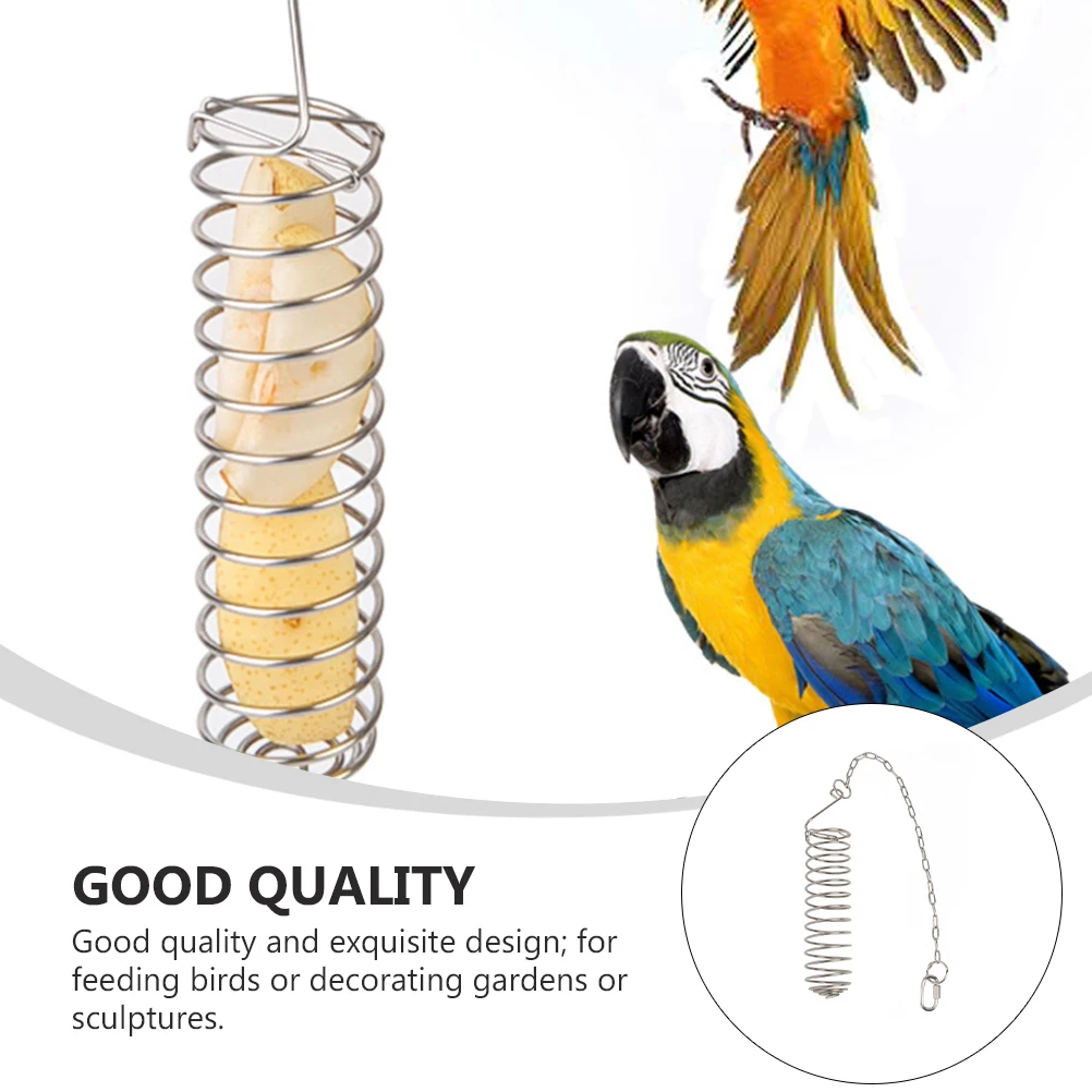 

Stainless Steel Bird Feeder Hanging Design Vegetable Stick Fruit Pet Feed Trough Outdoor Use Portable Finch Food Holder Garden