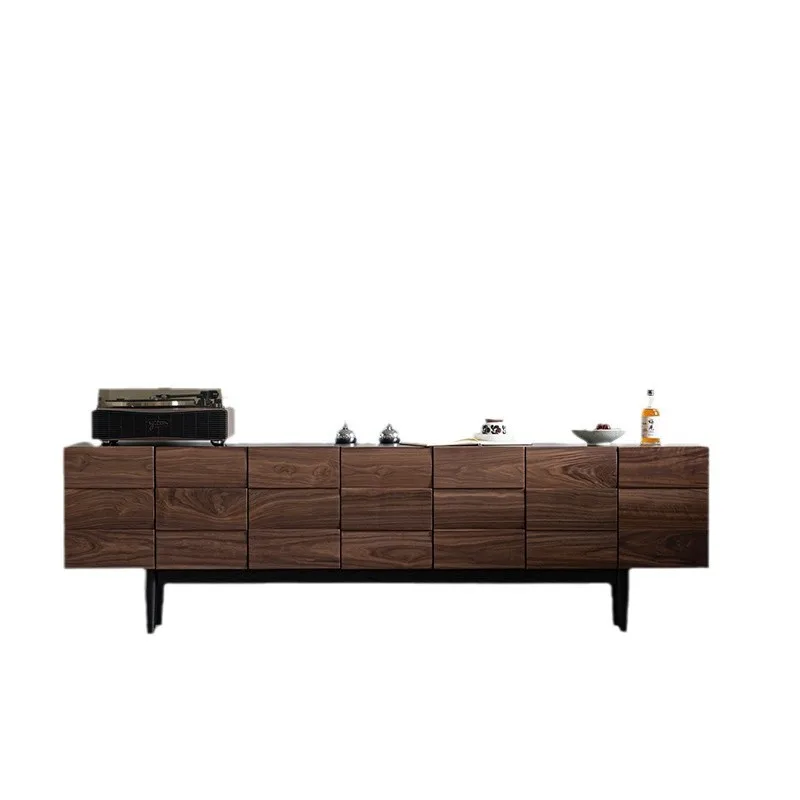 

North American black walnut pure solid wood TV cabinet modern simple wabi wind living room audio-visual cabinet creative design