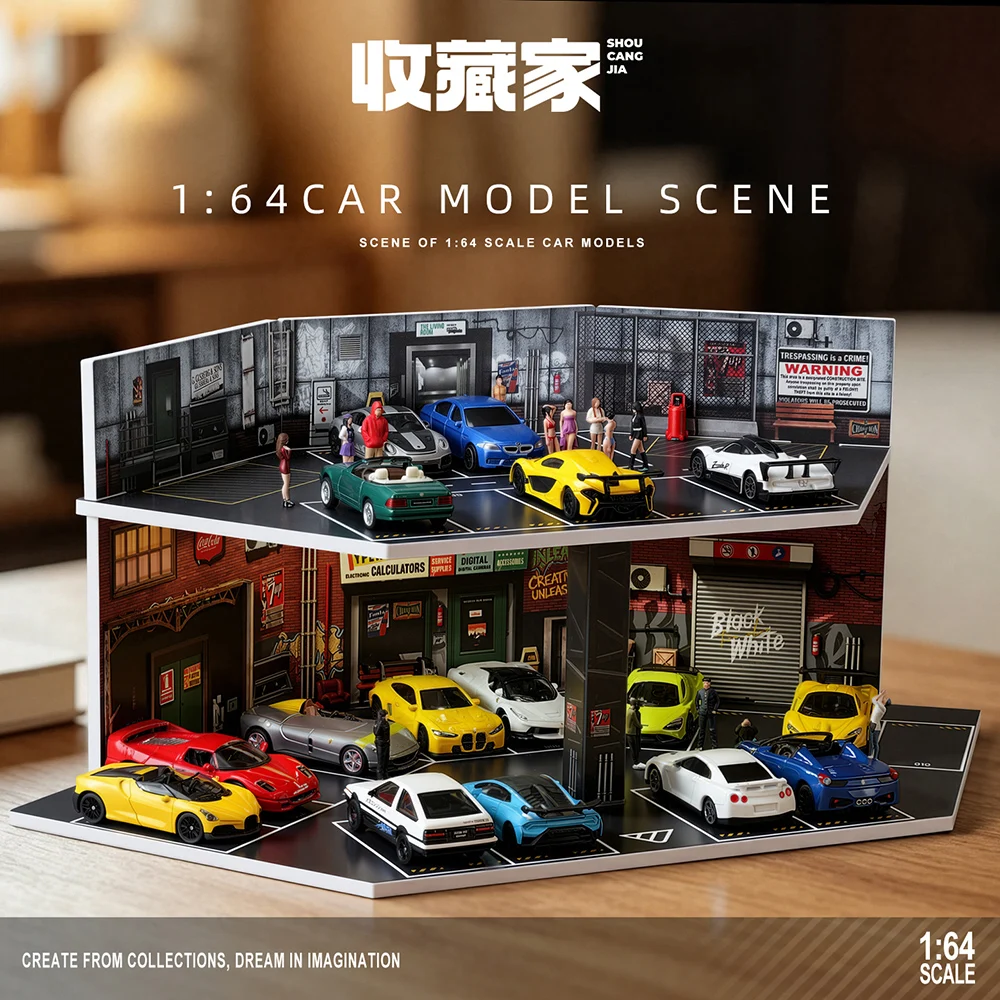 1/64スケールのアメリカンスタイルの駐車場ジオラマモデル用 - Car Accessories Toy のレビューと価格