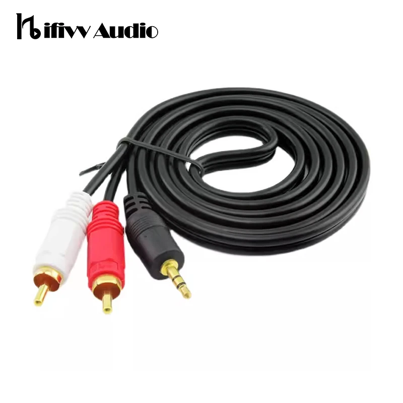 3.5mm Jack Plug Connnector to 2 RCA Males Music Stereo  Adapter Cable Audio Aux Line Phones TV DVD Mp3 Amplifier Speakers Cables