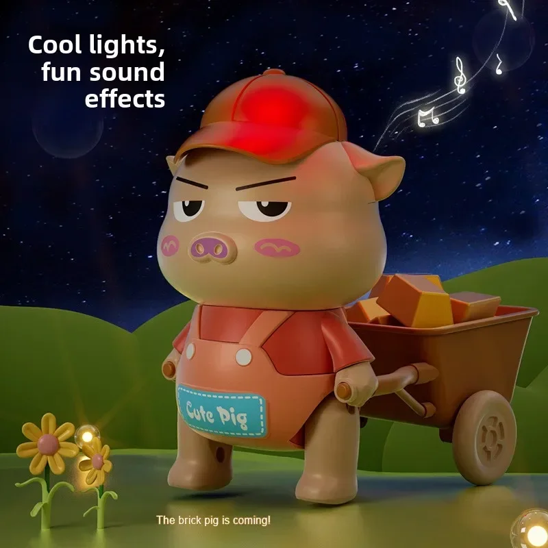 Wholesale Internet celebrity children's electric brick piggy toy push-pull baby boys and girls guide, learn to crawl