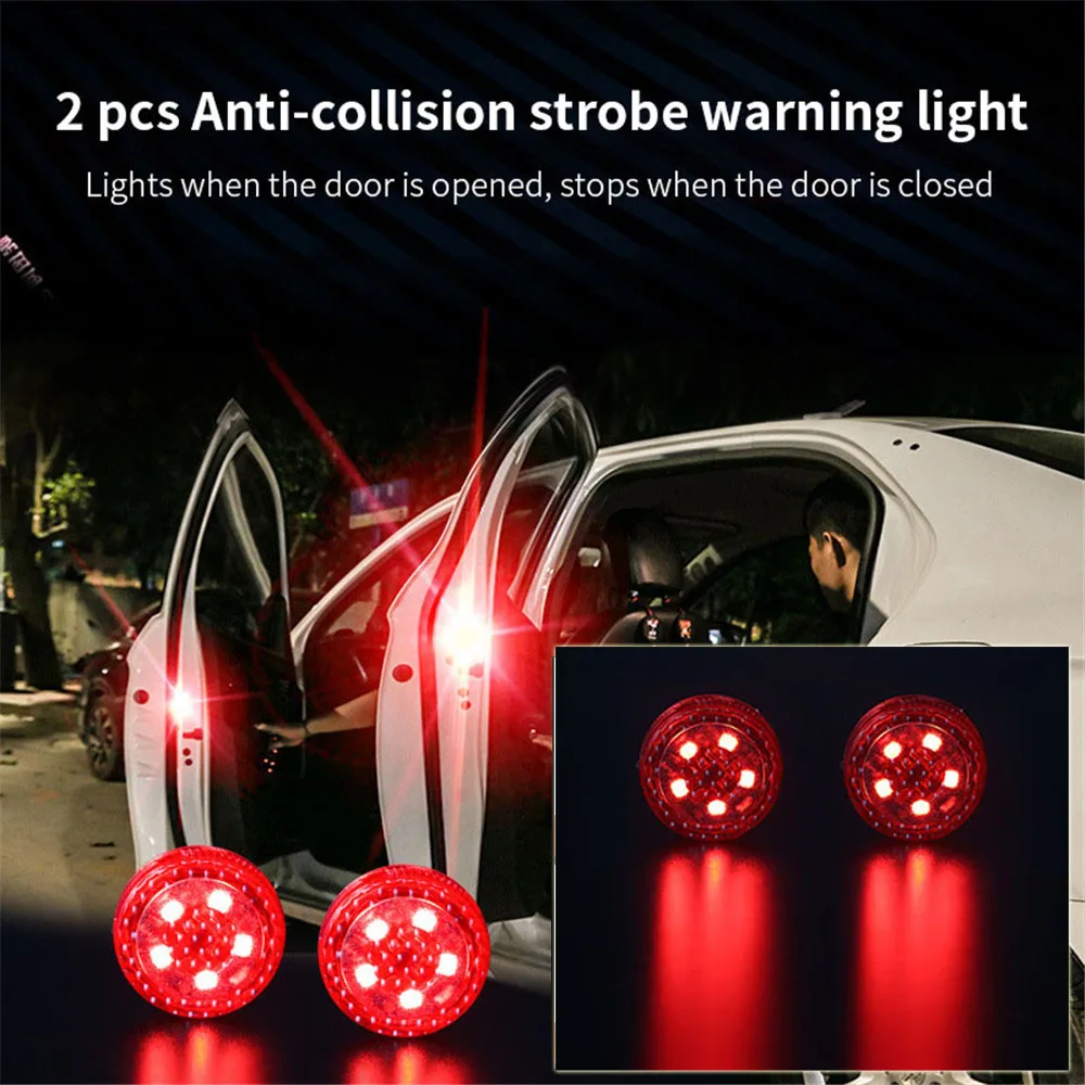 

2Pcs Magnetic Wireless 5LEDs Car Door Opening Warning Lights Waterproof Strobe Flashing Anti Rear-end Collision Led Safety Lamps