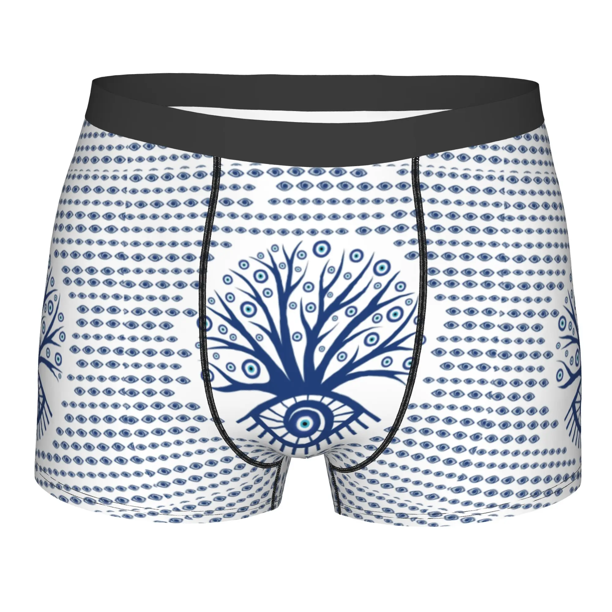 

Customized Greek Evil Eye Tree Mati Boxer Shorts For Homme 3D Print On White Turkish Underwear Panties Briefs Stretch Underpants
