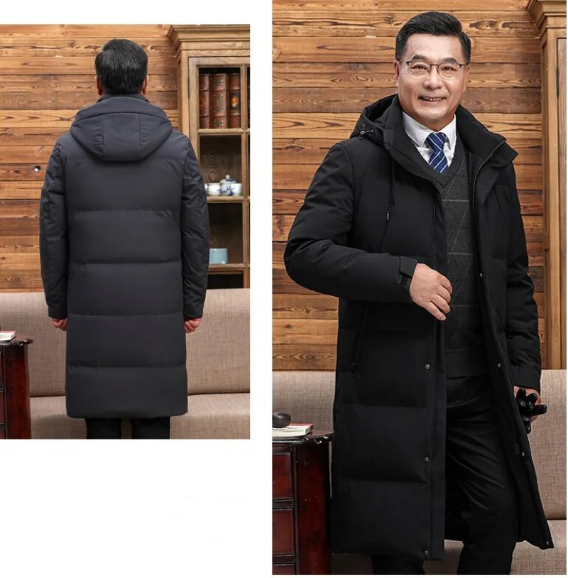 2025 Windbreak Hooded Parkas Male Padded Long duck down Jacket Parkas New Men Casual Parkas Men Wind Breaker Outdoor Snow Jacket