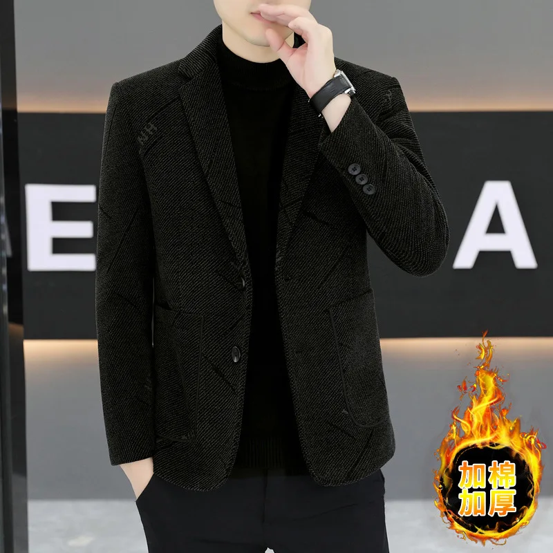 

High-Quality Autumn Winter New Cotton-Padded Thickened Business Casual Suit Men's Trendy Fashionable Design