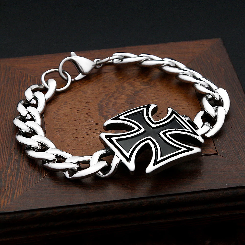 Men's Knights Templar Iron Cross Bracelet