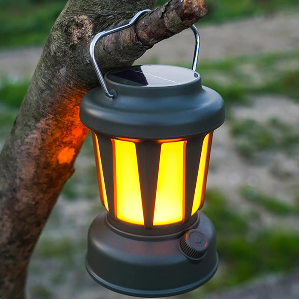 Solar LED Camping Lamp 1200mAh Outdoor Camping Lamp USB Rechargeable Retro Lights Lights Led Emergency Light Lantern