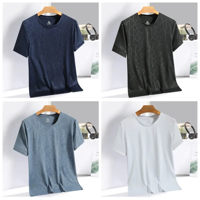 Outdoor Volleyball Sports Casual Sweat Absorbing Quick Drying Short Sleeved T-shirt Fashionable Trendy Ice Silk Loose T-shirt