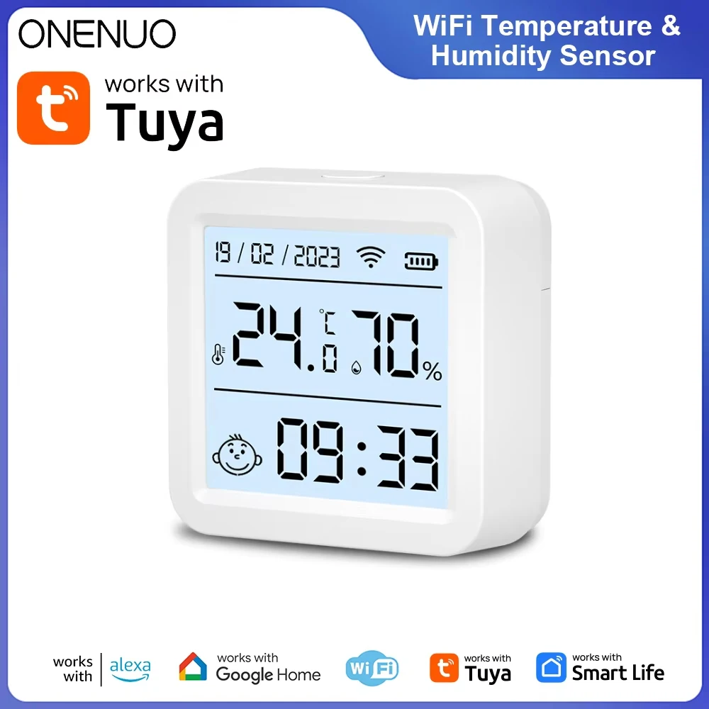 Tuya WIFI inteligente Sensor de temperatura y humedad higrómetro termómetro con pantalla LCD soporte interior asistente de Google Alexa