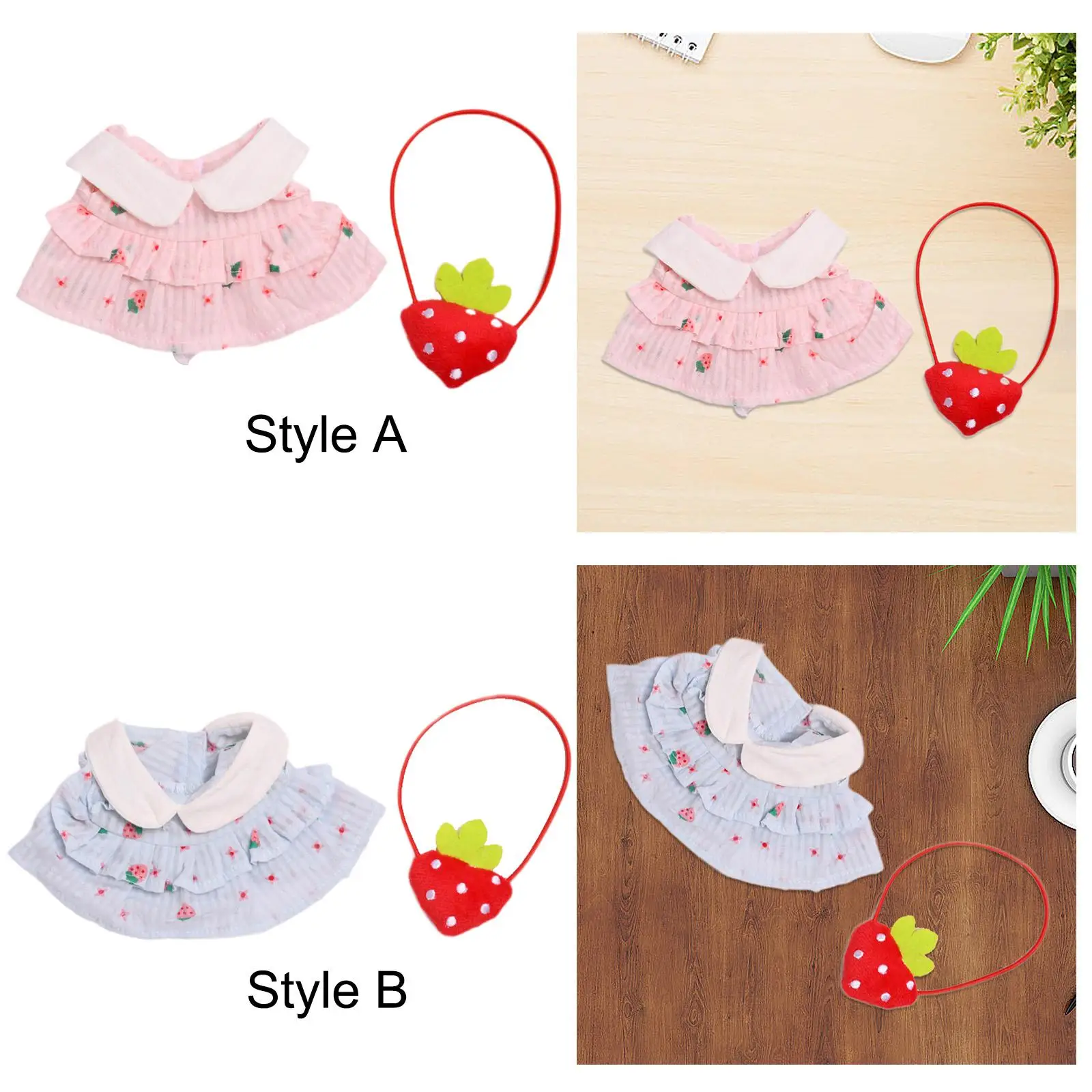 2 peças de vestido de bonecas da moda e bolsa, roupas para bonecas de 15-20 cm