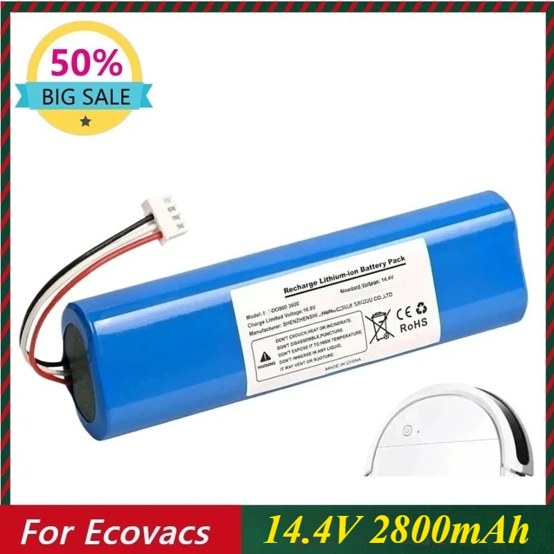 

2800mAh Replacement Battery for Ecovacs Deebot Ozmo 900 901 905 920 930 937 N8 Pro 14.4V Li - ION Robot Vacuum Cleaner Battery