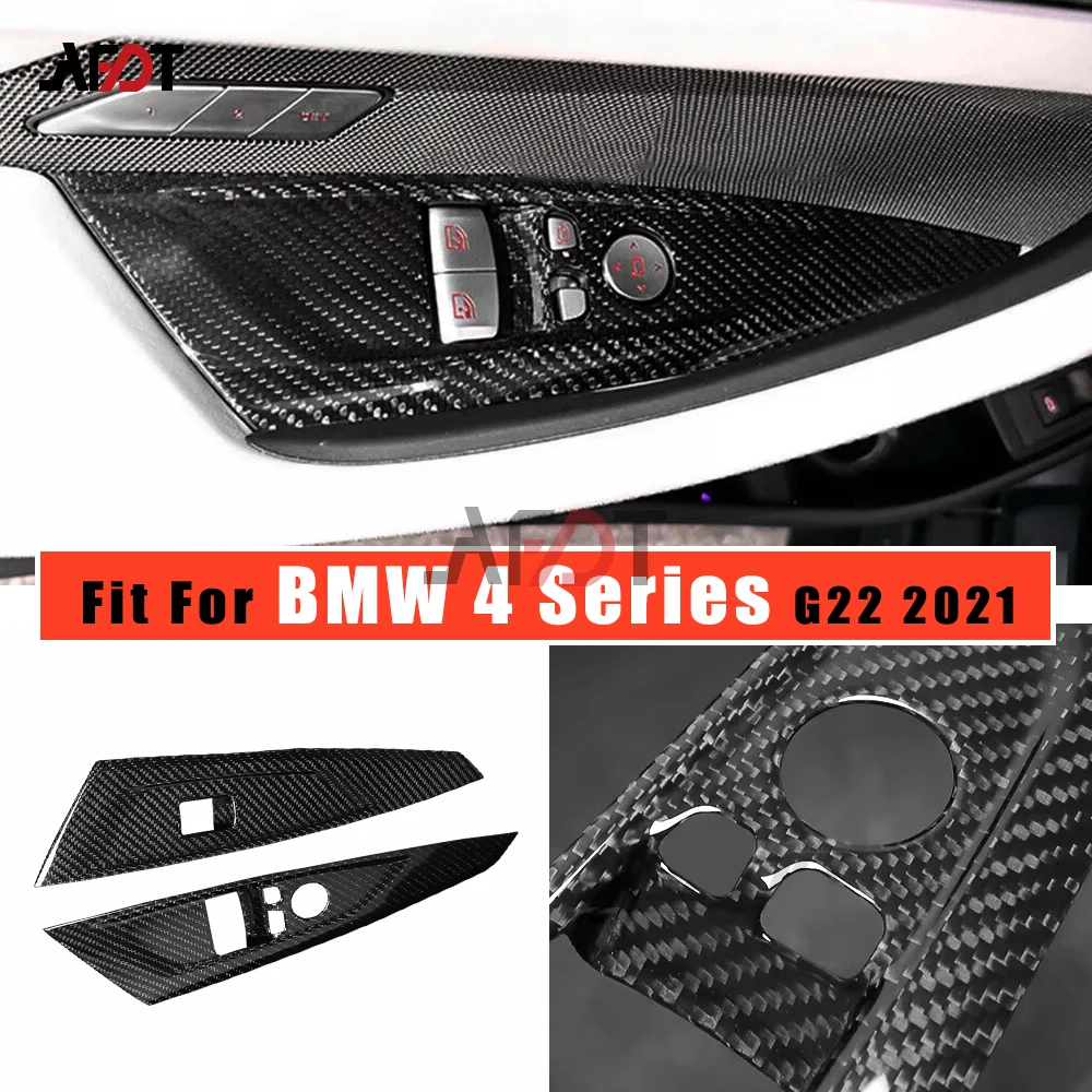 

Real Carbon Fiber Car Window Lift Switch Panel Cover Trim Interior Accessories for BMW 4 Series G22 Coupe M4 G82 2020-2025