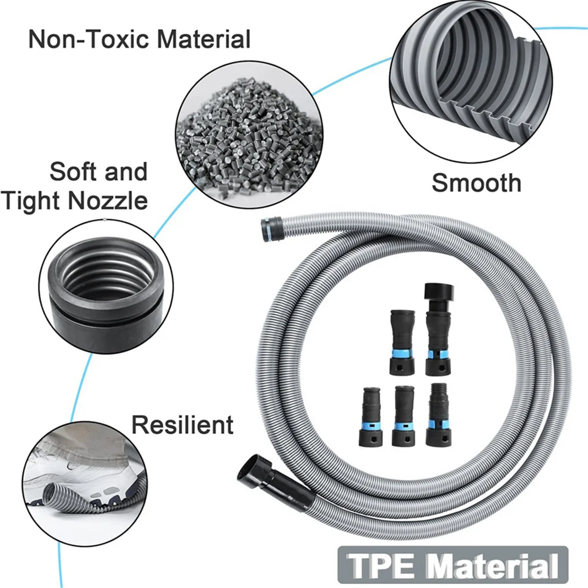 

N37R_1 1/4 Inx10 Feet Dust Collection Hose Kit for Home and Vacuums System