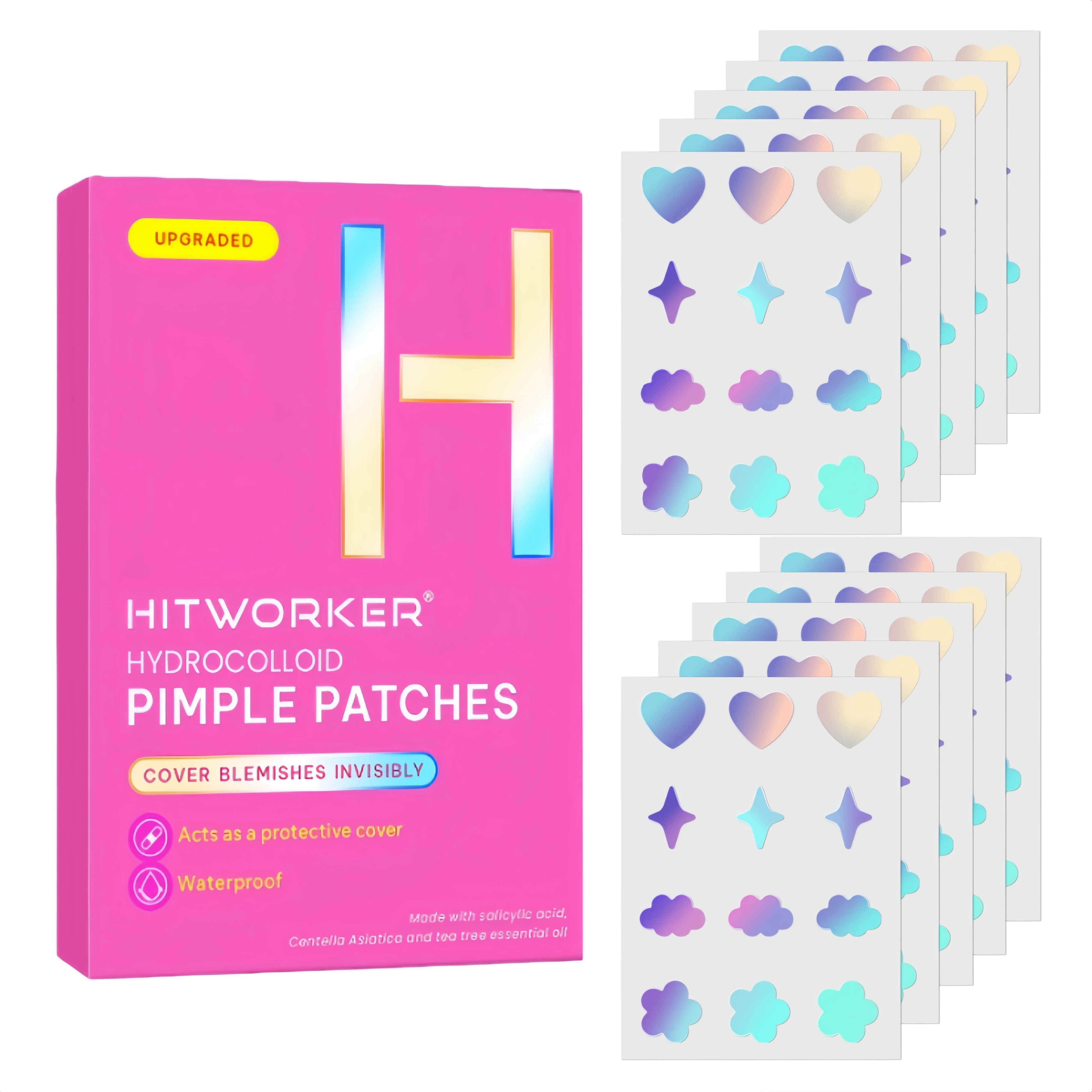 Colorful design acne patch, 120 pieces per box, waterproof, breathable, odorless, suitable for day and night use