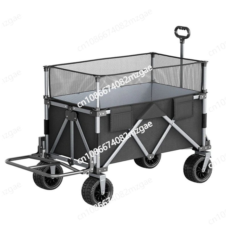 Zusammenklappbarer, erhöhter Campingwagen, Anhängermodell, Hand-Picknickwagen für den Außenbereich, Campinganhänger nach dem Lager, Zugstange