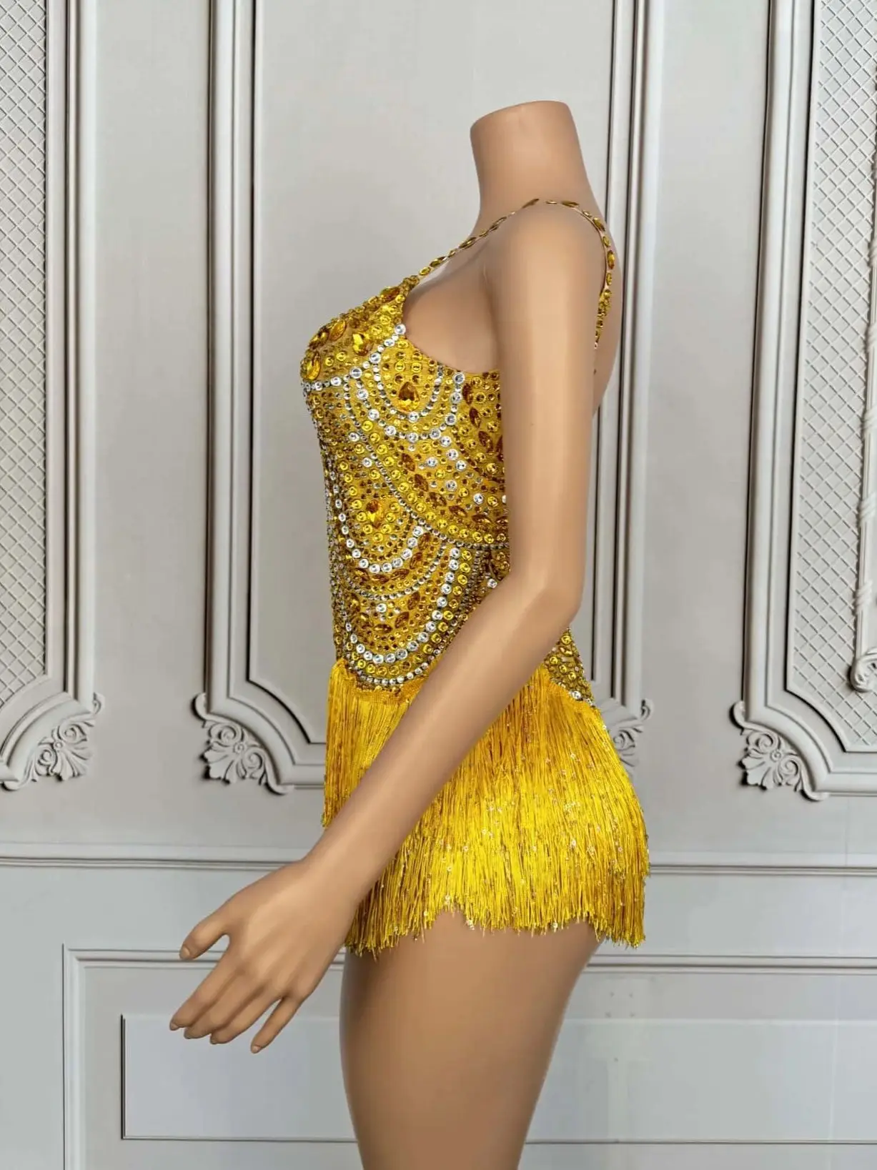 Sparkly Crystals Tassel Bodysuit Sexy Women Dance Show Costume Nightclub gig Carnival Party Singer Dancer Stage Leotard Jingling