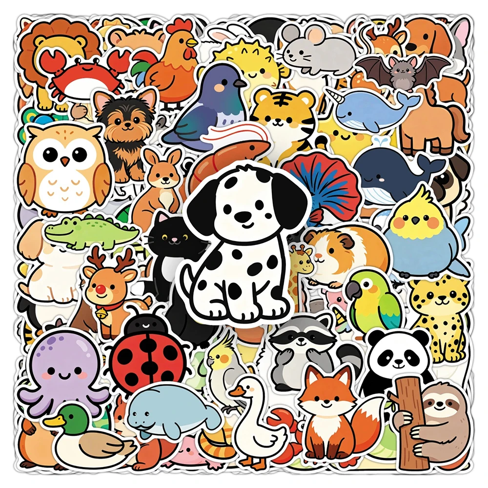 10/30/50/100pcs Cartoon Mixed Animals Stickers Cute Style Graffiti Decals DIY Laptop Water Bottle Phone Diary Sticker Decoration