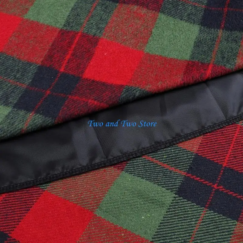 HX6F Nữ Lưới Váy Ấm Đàn Hồi Len Chữ A Xếp Ly Tartan Mùa Đông Váy Dài