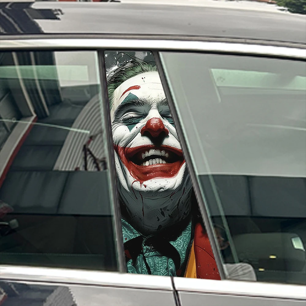 1pc JOKER Laughing Car B-pillar Stickers PET Waterproof Auto Center Pillar Sunscreen Decals Funny Letters Decors