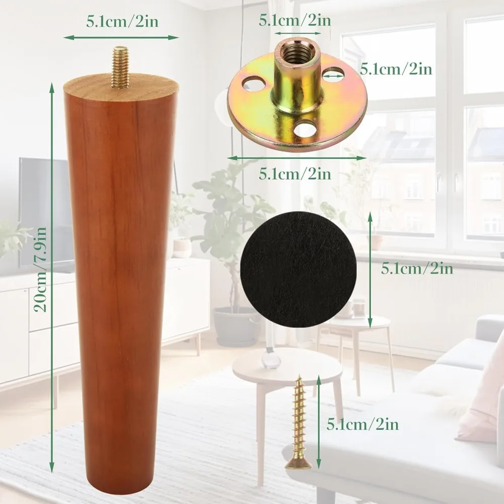 Furniture Legs Wood Sofa Legs Couch Legs Wooden Furniture Feet Replacement Feet for for Cabinet, Chair