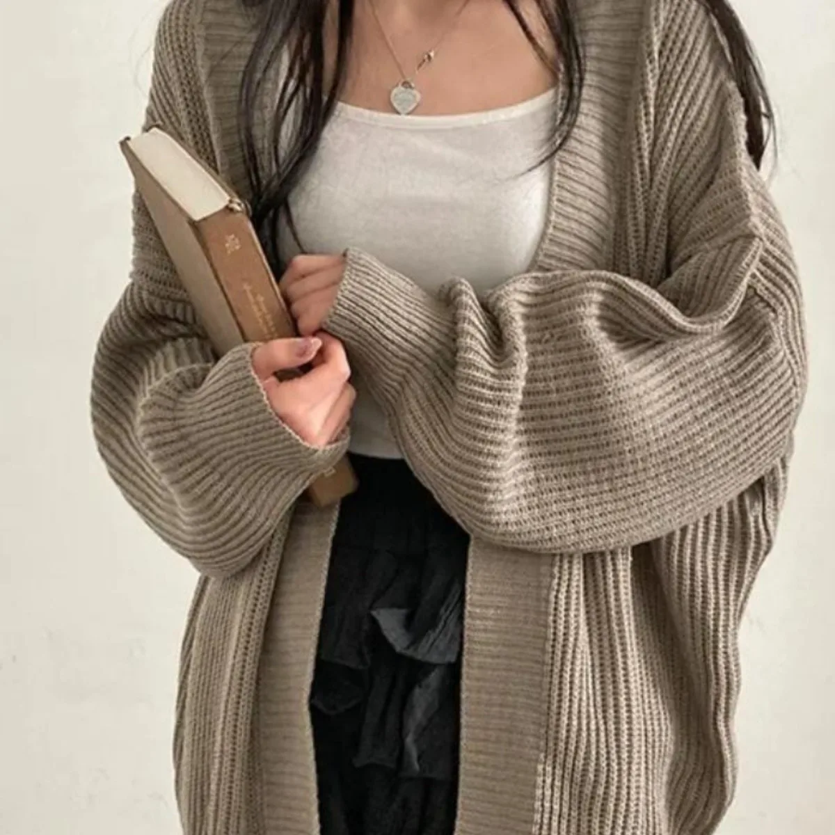 

NEW Fashion Girl Korean Chic Autumn and Winter Solid Color Lazy Loose Casual Cozy Sweater Jacket Women's Knitted Cardigan