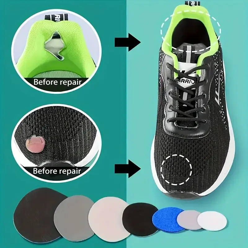 6PCS Shoe Repair Patches Self-Adhesive, Black/White/Gray, Sneaker Mesh Heel Toe Hole Fix Stickers