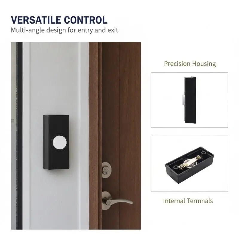 Wall Mounted Doorbell Switch Heavy Duty Plastic Push Button Replacement Kit with Screws for Rental House