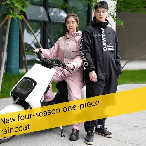 Imagen 2 del producto Chubasquero de cuerpo completo para motocicleta eléctrica para conductores, versión larga unisex con forro polar, lluvia impermeable y impermeable