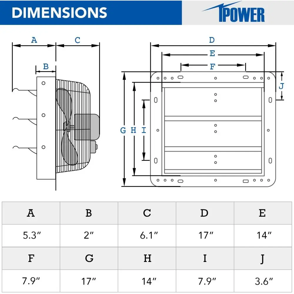 iPower 14 Inch Shutter Exhaust Fan Aluminum,High Speed 1650RPM, 1000 CFM, 1-Pack, Silver