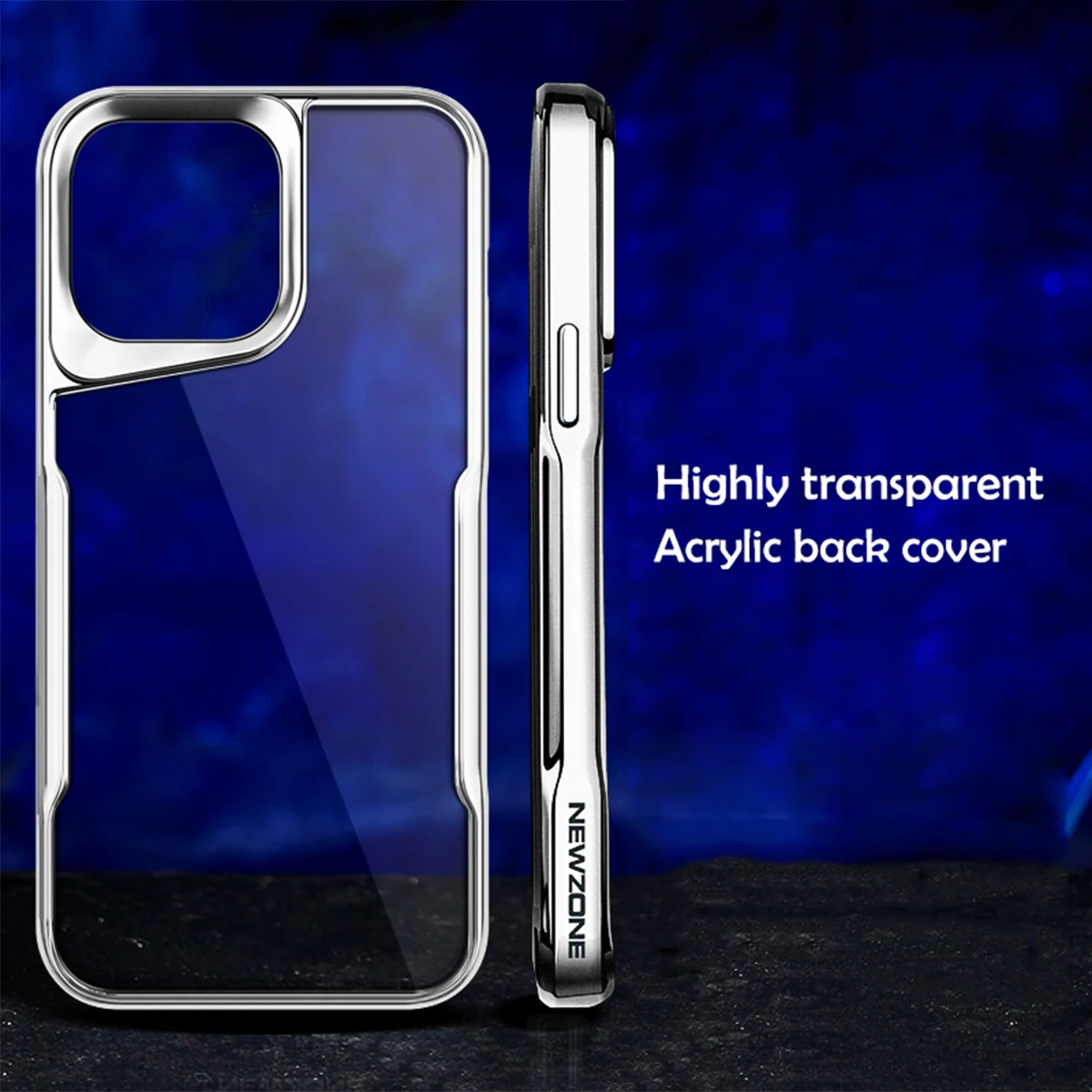 Plating Soft Rubber Border Phone Case For iPhone 11 12 13 14 15 Pro Max Plus Lens Protection High Transparent Back Plate Case